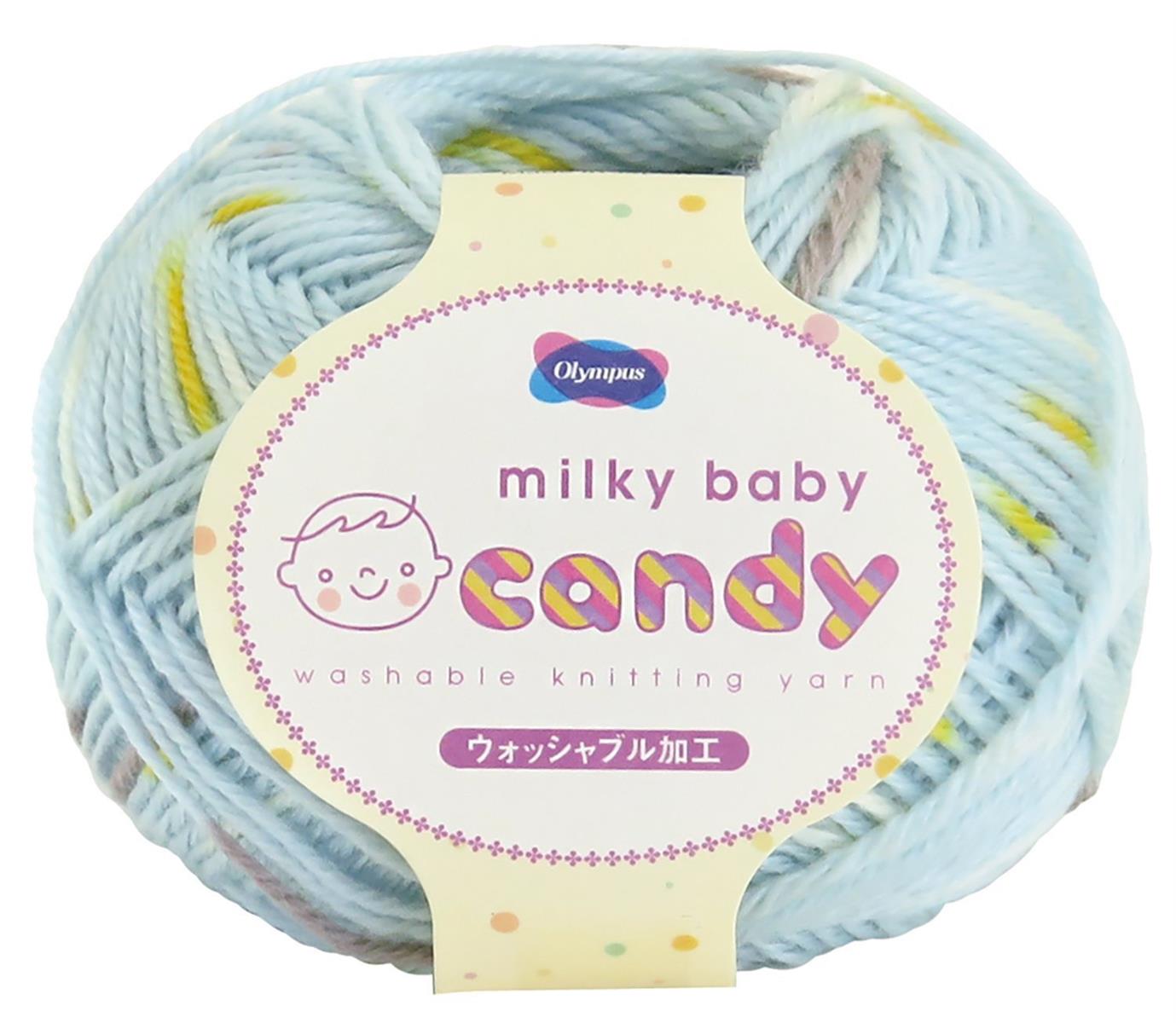 オリムパス製絲 ミルキーベビー キャンディ 毛糸 合太 Col.207 水色 系 40g 約112m