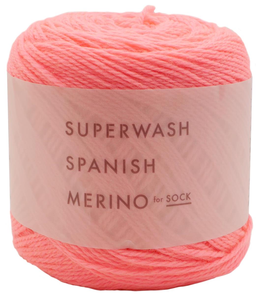 DARUMA 手編み毛糸 スーパーウォッシュスパニッシュメリノ 中細 COL. 103 ネオンピーチ 50g 約212m 6090