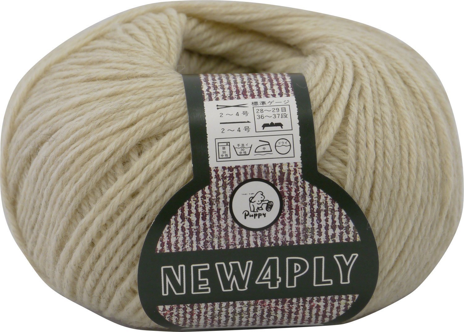 パピー ニュー4PLY 毛糸 中細 Col.444 クリーム 系 40g 約150m 10000110