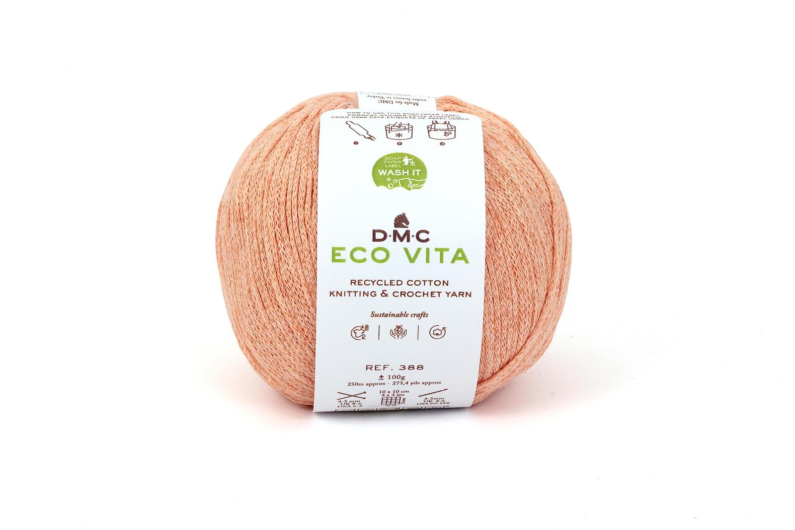 ディーエムシー(DMC) ECO VITA エコヴィータ リサイクルコットン 毛糸 並太 #109 オレンジ系 100g 250m DMC388