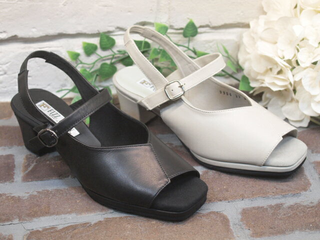 【FIZZ REEN フィズリーン】バックバンドヒールサンダル 　9906 【クロ・Lグレー】