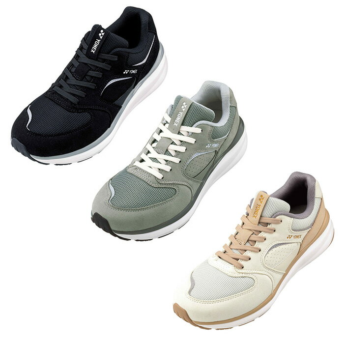 【YONEX/ヨネックス】 パワークッション+ 男女兼用メッシュスニーカー　オフコートシューズ　SHW123【ブラック・グレー・クリーム/ベージュ】【スニーカー　ウォーキングシューズ　紐タイプ　ファスナーなし】【YY-CHANGOVER/ワイワイチェンジオーバー】【25FW】