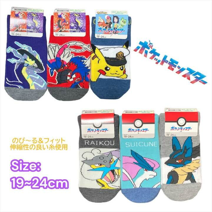 樂天商城 - ポケモン 大人用 靴下 19-24cm ミライドン コライドン ピカチュウ ルカリオ スイクン ライコウ くつした ソックス レディース 女性 ポケットモンスター 人気 キャラクター グッズ かわいい おしゃれ プレゼント ギフト プチギフト 記念