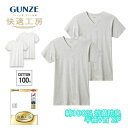 快適工房 紳士 半袖V首 Tシャツ 2枚組 綿100% フライス 日本製 グンゼ GUNZE 男性 メンズ Vネック tシャツ 半袖 カットソー ティーシャツ ...