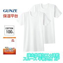 保温平台 遠赤外線加工 速乾 厚手スムース クルーネックTシャツ 半袖丸首 2枚組 グンゼ GUNZE 綿100% rp28142 M-LL ギフト プレゼント