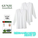 2枚組 グンゼ グリーンマーク 長袖U首 Uネック 綿100% 柔らかさ長持ち加工 GUNZE 長袖 Tシャツ メンズ 下着 紳士 肌着 コットン100% 定番...