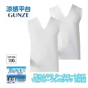 涼感平台 夏ひんやり クールコート加工 綿100% V首スリーブレスシャツ インナー 2枚組 グンゼ GUNZE | メンズ 男性 紳士 vネック v首 涼感 ...
