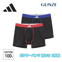 adidas アディダス GUNZE グンゼ 2P ボクサーパンツ 2枚組 メンズ 前あき 吸汗速乾 M-LL apb1952 ギフト プレゼント