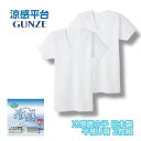涼感平台 冷感鹿の子 半袖U首 Tシャツ インナー 2枚組 日本製 グンゼ GUNZE | メンズ 男性 紳士 uネック u首 涼感 涼しい 肌着 下着 インナ...