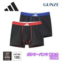 GUNZE adidas グンゼ アディダス 前あき ロゴ ボーイズ 2枚組 綿100% AP17652-852 130cm-170cm ボクサーパンツ インナ...