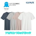 アセドロン VネックTシャツ 男性 メンズ オールシーズン グンゼ GUNZE | カットソー tシャツ インナーシャツ ティーシャツ インナー 速乾 汗対策 ...