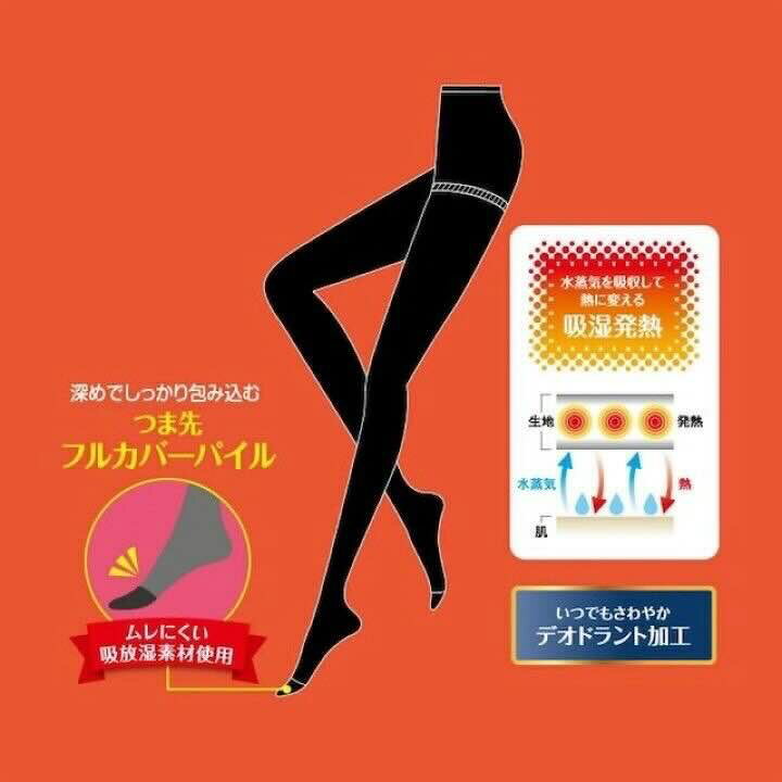 グンゼ 50デニール 2足組 タイツ ホットマジック M-L L-LL 美しい黒 ブラック 吸湿...
