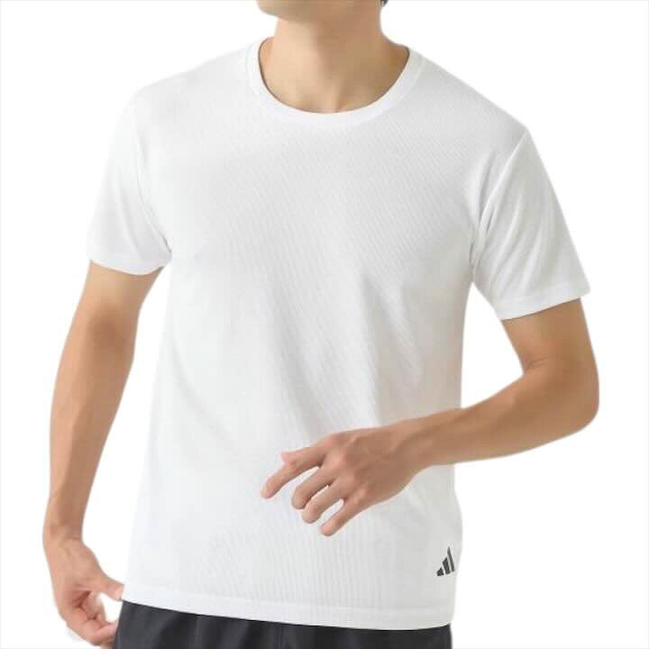 グンゼ adidas Tシャツ 半袖 クルーネック 2枚組 吸汗速乾 メッシュ ロゴ メンズ ...