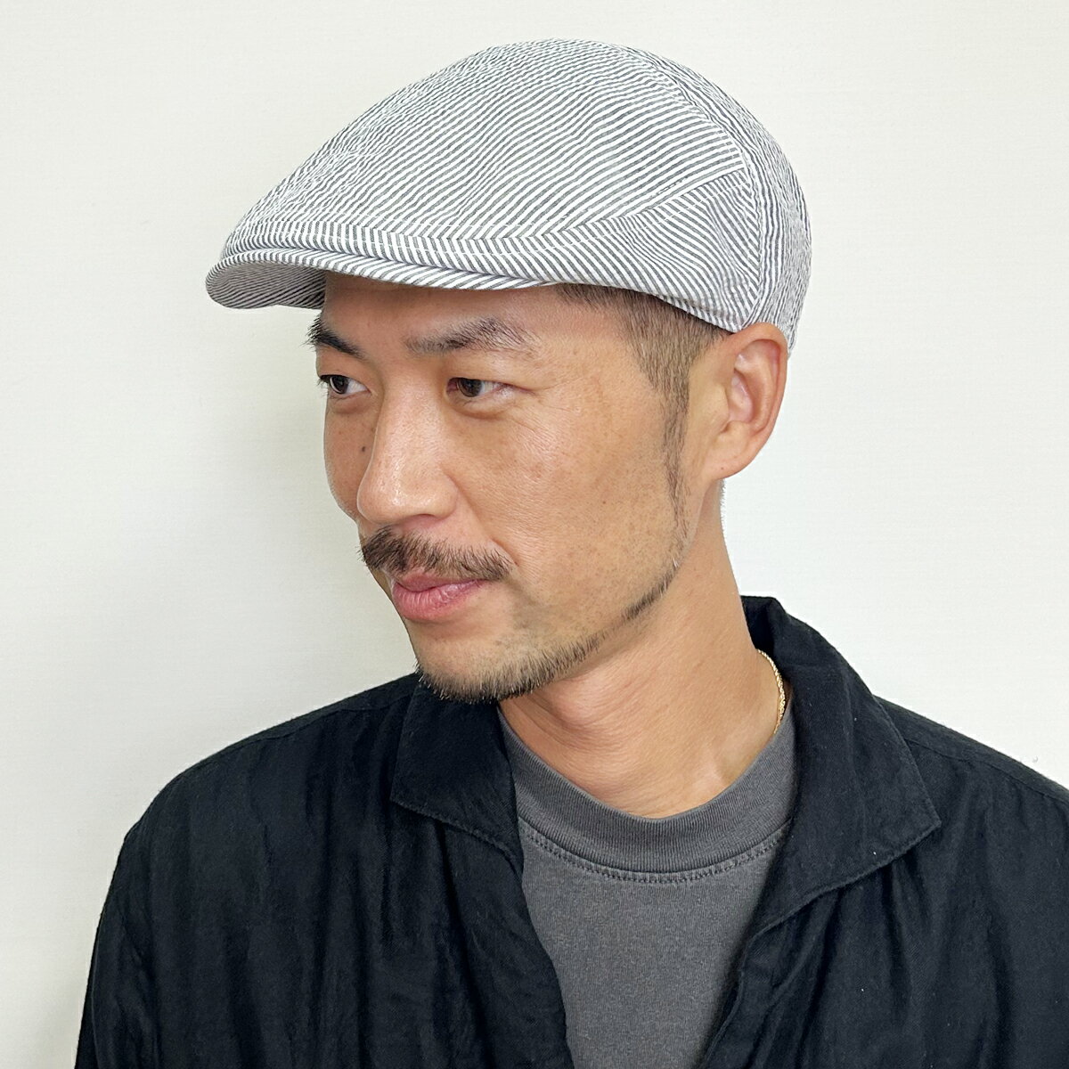 【洗える 抗菌 消臭】ベーシックエンチ Seersucker Stripe Hunting シアサッカー ストライプ ハンチング ヒッコリー 鳥打帽 シンプル 機能性 無地 アウトドア 帽子 手洗い可 レディース メンズ 洗濯 ゴルフ 釣り 爽やか アイビー フリーサイズ 全3色 bcz-n41957