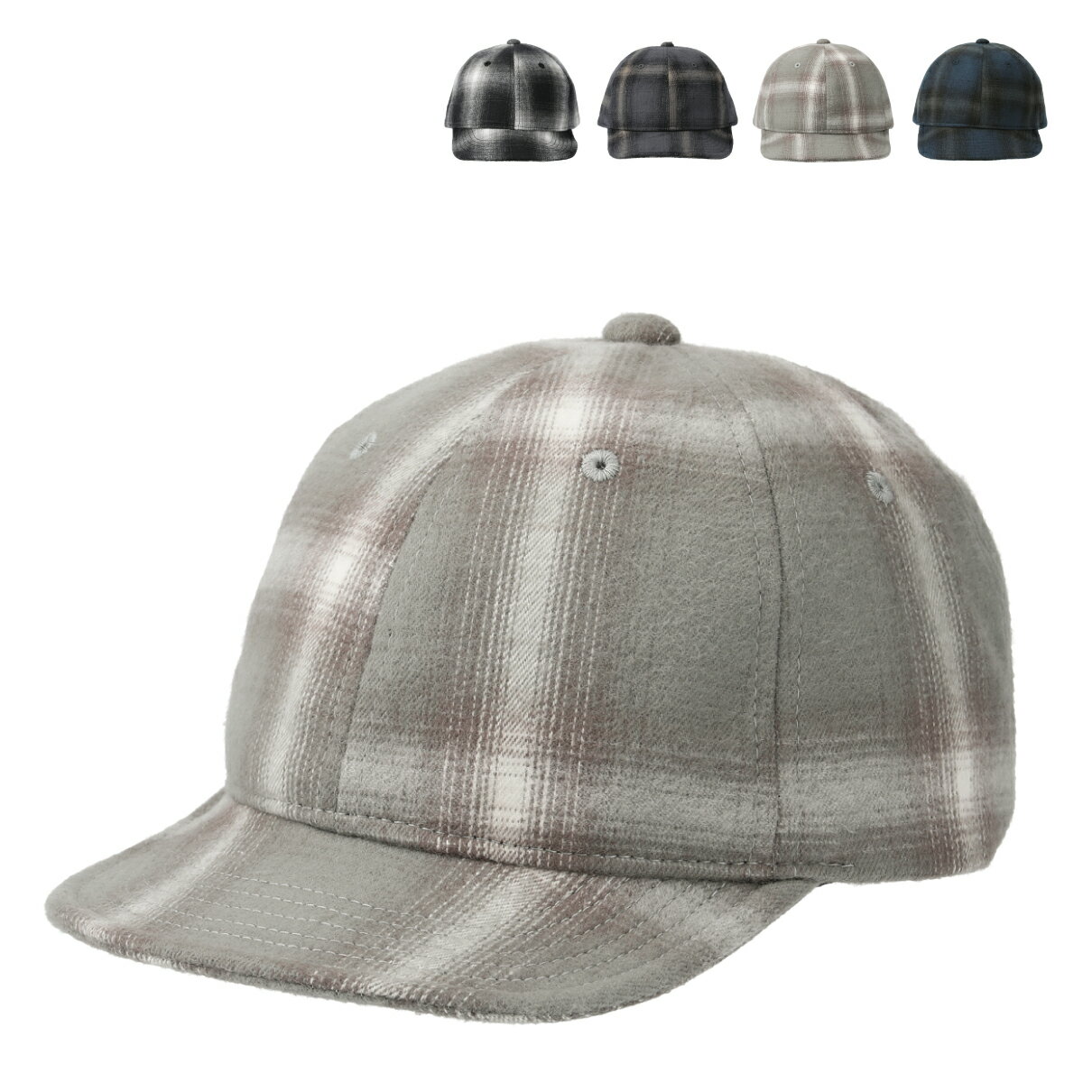 【洗える 抗菌 消臭】ベーシックエンチ Ombrer Check Short Cap オンブレ チェック ショート キャップ ショートつば アンパイヤ 濃淡 アメカジ アウトドア 洗濯 手洗い 帽子 レディース メンズ ネルシャツ キャンプ ゴルフ ハイキング フリーサイズ 全4色 bcs-y31883