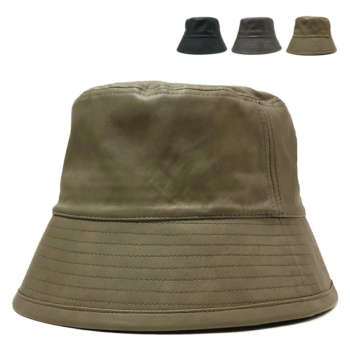 Rakuten - ベーシックエンチ PU Bucket Hat ピーユー バケット ハット 抗菌 消臭 下向き 下がり 真下 落ちた ツバ ブリム バケットハット バケハ バケツ 帽子 レディース メンズ 韓国 ファッション 合成皮革 サイズ調整 男女兼用 フリーサイズ 全3色 bct-n11725