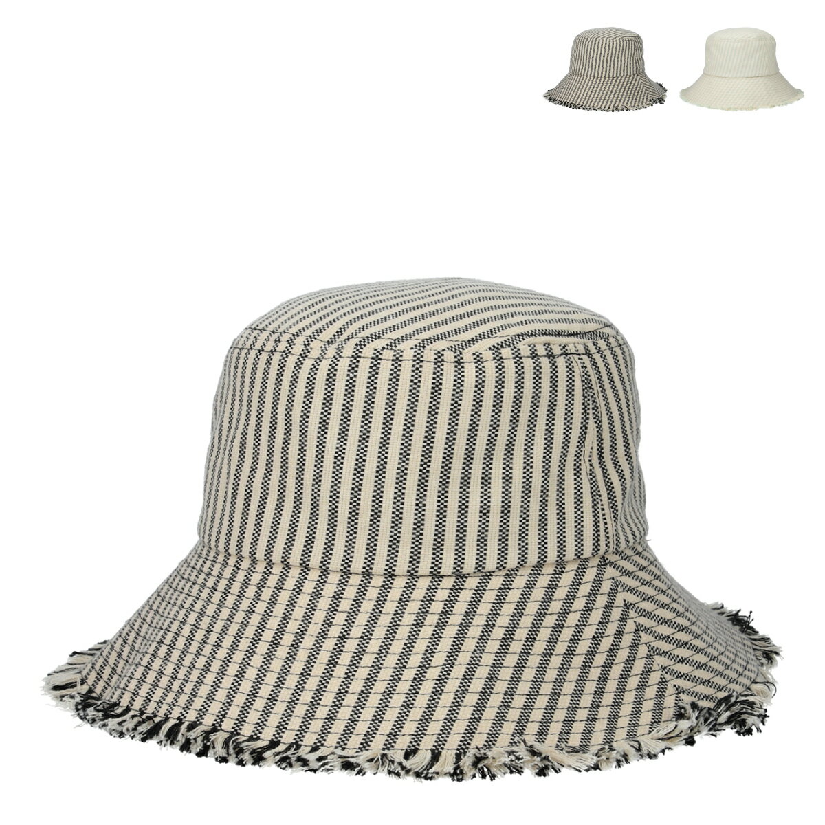 【抗菌 消臭 洗える】ソエリラ Stripe Fringe Hat ストライプ フリンジ ハット 帽子 クロシェ ヒッコリー 手洗い バ…