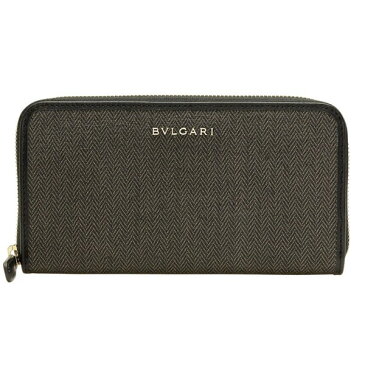 ブルガリ 財布 BVLGARI ラウンドファスナー長財布 レディース ダークグレー PVCxレザー 32587 アウトレット店買付