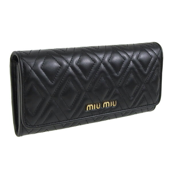 ミュウミュウ miumiu 二つ折り長財布 財布 ブラック レディース 5mh109soci-nero-zz アウトレット 【全品ポイント10倍 4日20時〜】