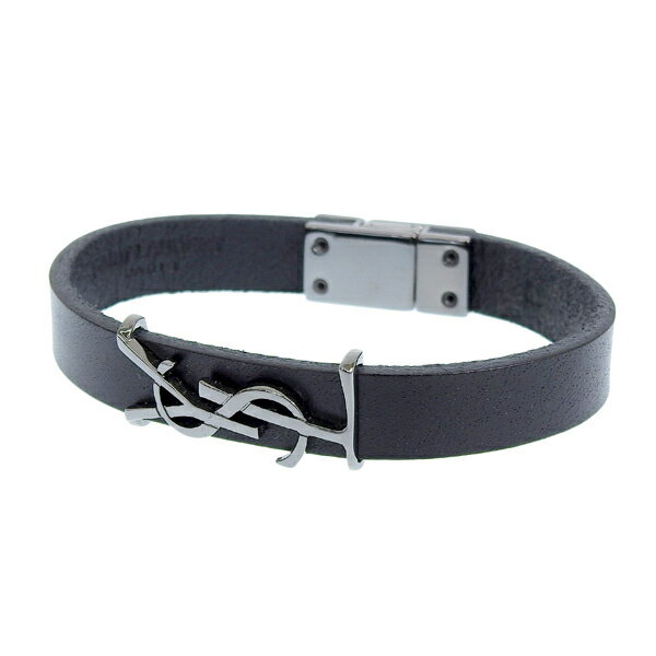 サンローラン アクセサリー メンズ レディース ブレスレット L 約18cm レザー ブラック 7088150IH0R1000L SAINT LAURENT バ...