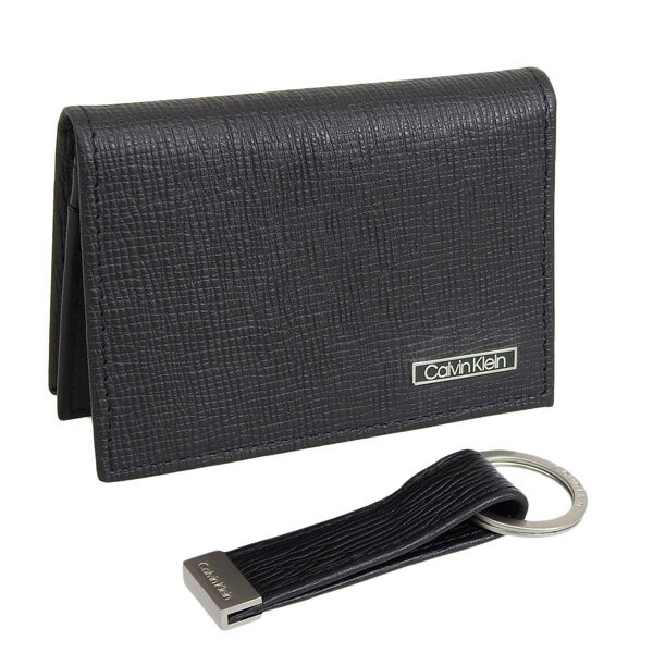 カルバンクライン 名刺入れ（メンズ） カルバンクライン 小物 メンズ カードケース キーリングセット レザー ブラック Card Case with Key Fob 31CK330015 CALVIN KLEIN