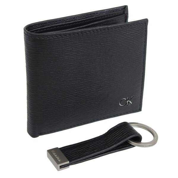 カルバンクライン 財布 メンズ 二つ折り財布 キーリングセット レザーブラック Coin Pocket Billfold with Key Fob 31CK330016 CALVIN KLEIN ポイント10倍 楽天スーパーセール