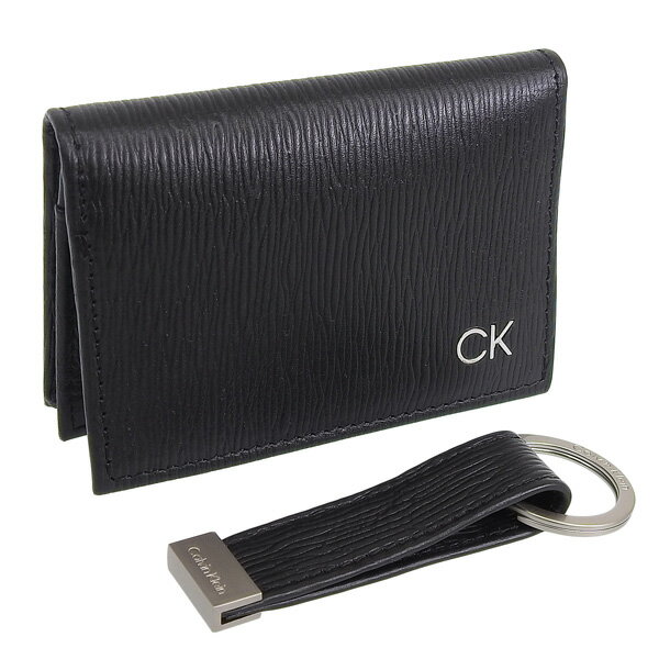 カルバンクライン 名刺入れ（メンズ） カルバンクライン 小物 メンズ カードケース キーリングセット レザー ブラック Card Case with Key Fob 31CK330017 CALVIN KLEIN ポイント10倍 楽天スーパーセール