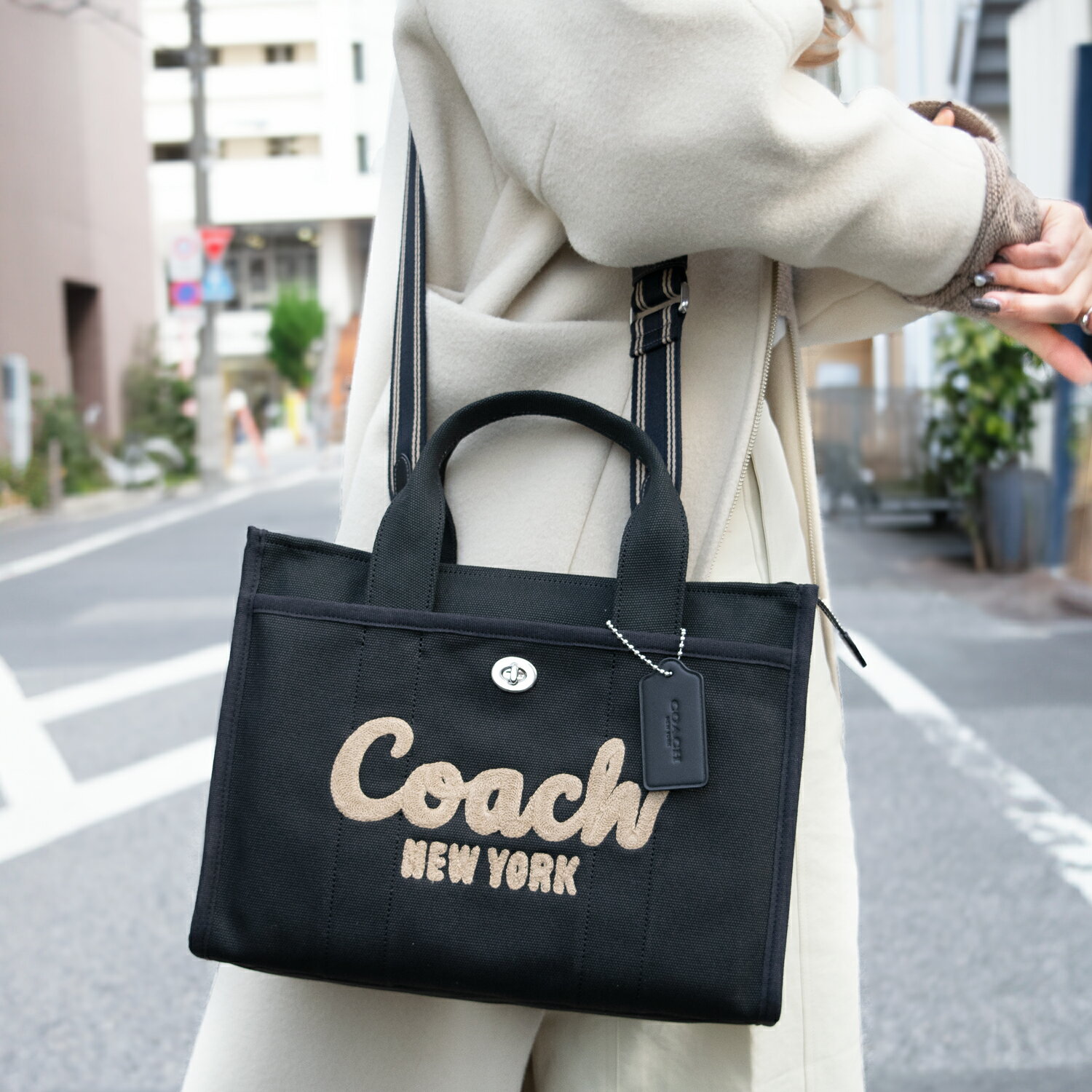 楽天リヴェラール楽天市場店コーチ バッグ レディース 2WAY トートバッグ カーゴトート キャンバス ブラック CARGO TOTE CP158LHBLK COACH お誕生日プレゼントにもおすすめ 楽天スーパーセール