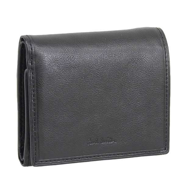 【11/10限定 抽選で2人に1人100%ポイントバック！要エントリー】 ポールスミス 財布 メンズ レディース 三つ折り財布 アウトレット品 レザー ブラック PSMSW0334 PAUL SMITH