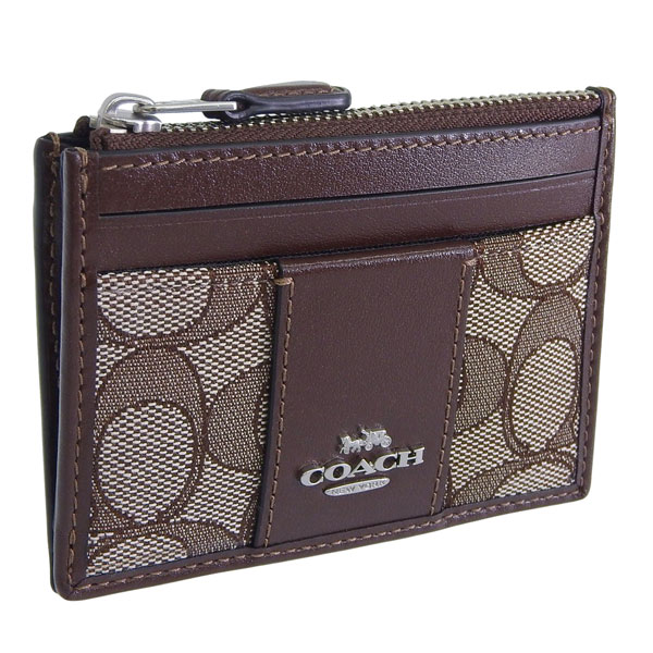 コーチ 小物 レディース カードケース アウトレット ジャカード レザー ブラウン MN ID SKNY SIG JCQRD CU988SVS8S COACH