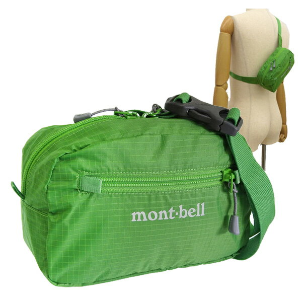 【1/25限定 抽選で2人に1人100%ポイントバック！要エントリー】 モンベル バッグ メンズ レディース ボディバッグ ナイロン グリーン ポケッタブル ライトポーチ S 1123985GN mont-bell