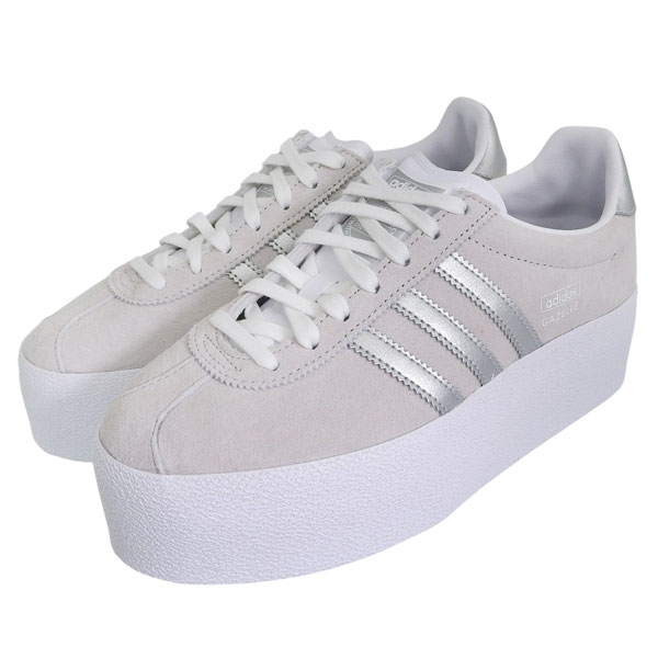 アディダス 靴 レディース スニーカー 24cm レザー IVORY×SLIVER Gazelle Up IH1291-24 ADIDAS
