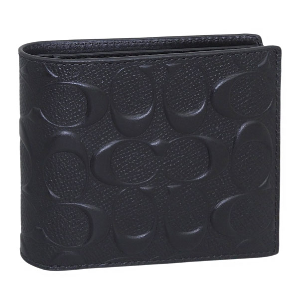 コーチ 財布 メンズ 二つ折り財布 アウトレット レザー ブラック 3 IN 1 SIG LEATHER CR957BLK COACH