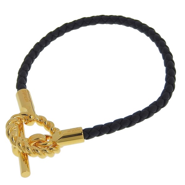 Rakuten - エルメス アクセサリー レディース ブレスレット レザー ゴールド×ブラック H100127F89T3 HERMES