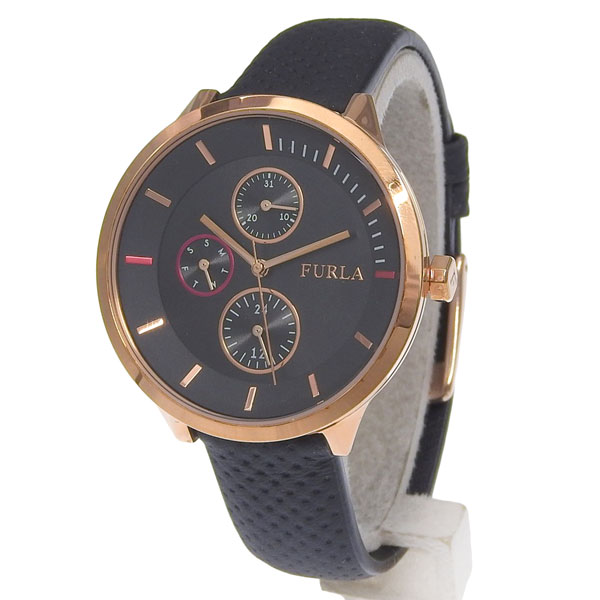 Rakuten - フルラ 小物 レディース 腕時計 SS×レザー ブラック METROPOLIS 38mm 6H BLACK DIAL R4251102527 FURLA