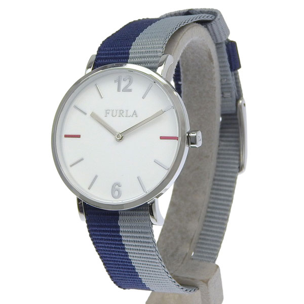 乐天商城 - フルラ 小物 レディース 腕時計 SS×ナイロン ブルー×グレー GIADA 33mm 2H WHITE DIAL R4251108535 FURLA
