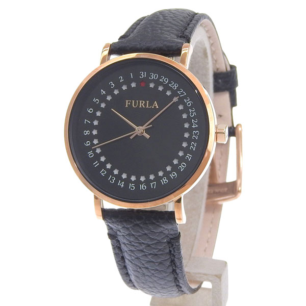 乐天商城 - フルラ 小物 レディース 腕時計 SS×レザー ブラック GIADA DATE 33mm 3H BLACK DIAL R4251121505 FURLA
