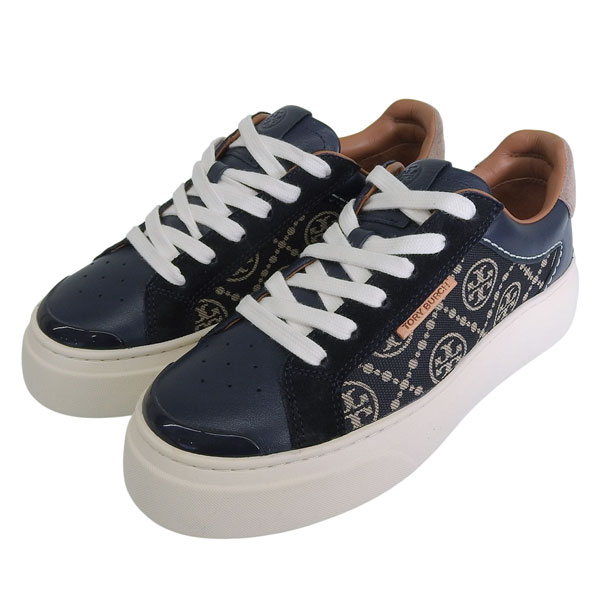 Rakuten - トリーバーチ 靴 レディース スニーカー アウトレット 22.5cm ジャガード×レザー ネイビーマルチ T MONOGRAM LADYBUG SNEAKERS 141750-416225 TORY BURCH