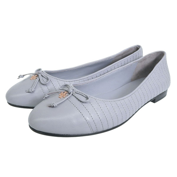 Rakuten - トリーバーチ 靴 レディース パンプス アウトレット 23.5cm レザー グレー CAP-TOE QUILTED BALLET 156249-029235 TORY BURCH