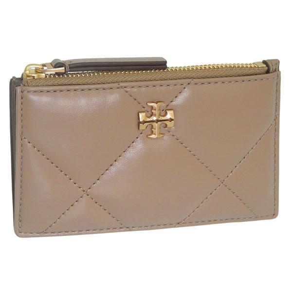 Rakuten - トリーバーチ 小物 レディース カードケース レザー モカブラウン KIRA DIAMOND QUILT ZIP 158629-250 TORY BURCH