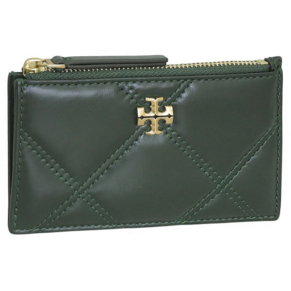 Rakuten - トリーバーチ 小物 レディース カードケース レザー グリーン KIRA DIAMOND QUILT ZIP 158630-312 TORY BURCH