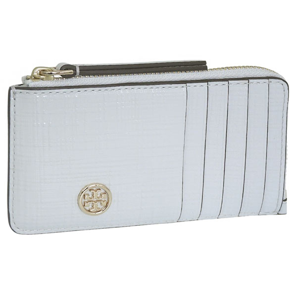 Rakuten - トリーバーチ 小物 レディース カードケース レザー ブルー ROBINSON CROSSHATCHED ZIP CARD CASE 158691-400 TORY BURCH