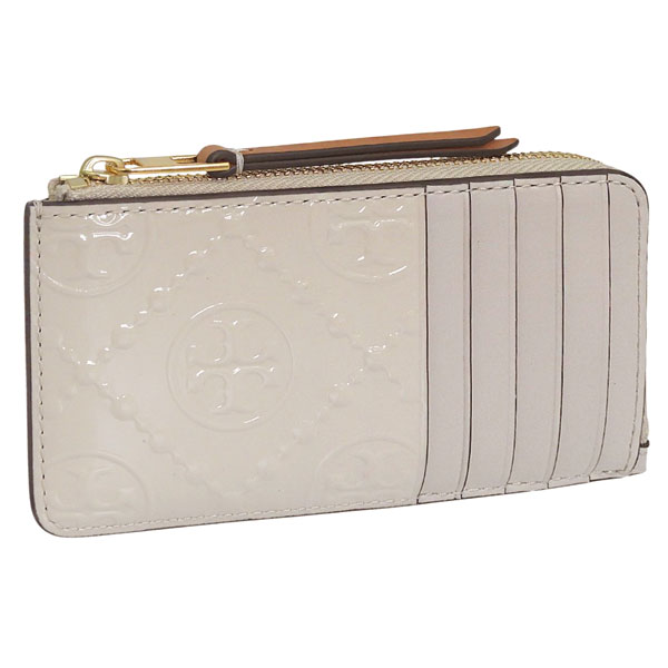 Rakuten - トリーバーチ 小物 レディース カードケース レザー クリーム T MONOGRAM PATENT EMBOSSED ZIP CARD CASE 158860-108 TORY BURCH