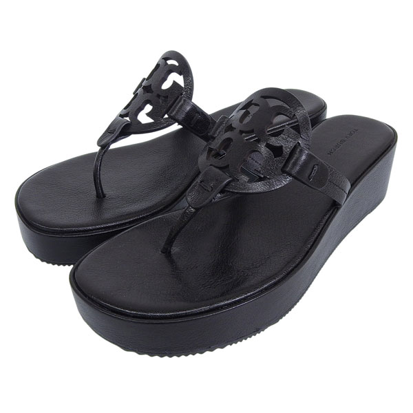 Rakuten - トリーバーチ 靴 レディース サンダル アウトレット 23.5cm レザー ブラック MILLER WEDGE 159859-006235 TORY BURCH