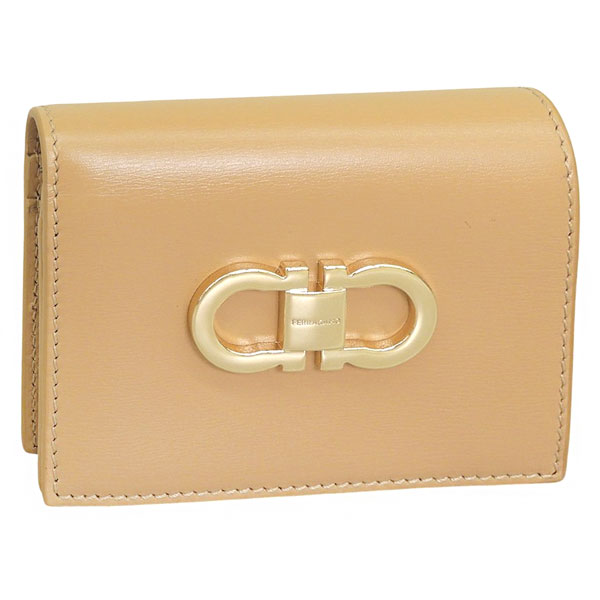 乐天商城 - フェラガモ 財布 レディース レザー 二つ折り財布 ライトブラウン 220627770857ORA FERRAGAMO