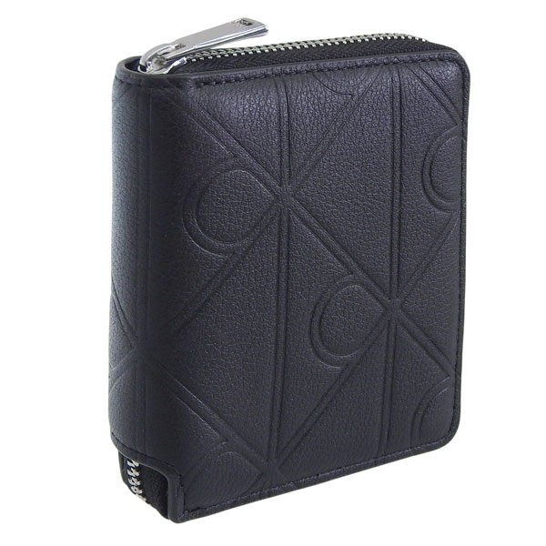Rakuten - カルバンクライン 財布 レディース 二つ折り財布 アウトレット レザー ブラック XL EMBLEM AOP EMBOSS ZIP BILFOLD 4D1176G-001 CALVIN KLEIN
