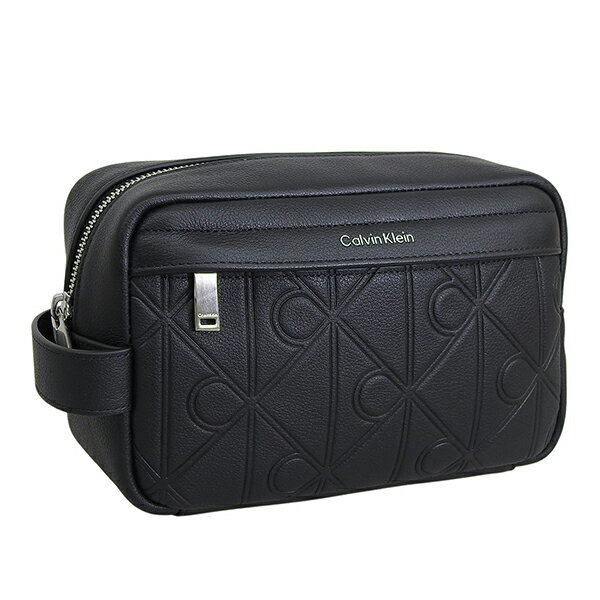 乐天商城 - カルバンクライン バッグ メンズ セカンドバッグ アウトレット レザー ブラック XL EMBLEM AOP EMBOSS DOPP KIT 4D1179G-001 CALVIN KLEIN