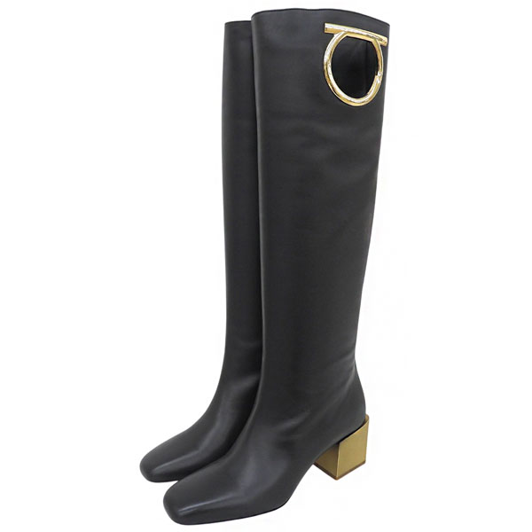 乐天商城 - フェラガモ 靴 レディース ブーツ 23.5cm レザー ブラック AVIO 55 5.5cm 693049BLACK235 FERRAGAMO
