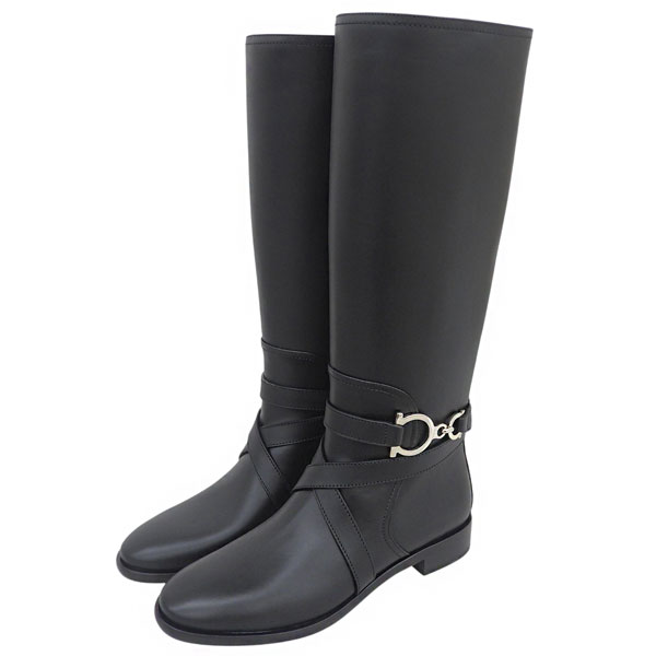 乐天商城 - フェラガモ 靴 レディース ブーツ 26cm レザー ブラック SARAH 1.0cm 726392BLACK26 FERRAGAMO