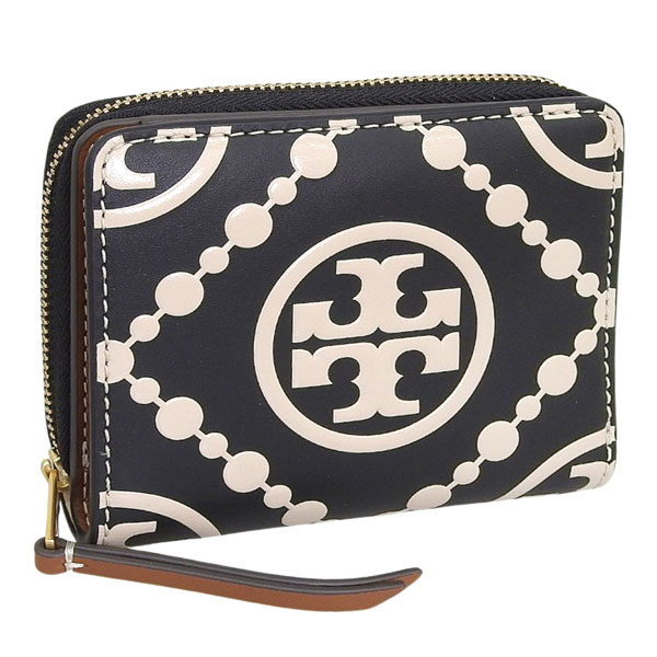  トリーバーチ 財布 レディース 二つ折り財布 レザー ブラックマルチ T MONOGRAM CONTRAST EMBOSSED BI-FOLD WALLET 146179-001 TORY BURCH